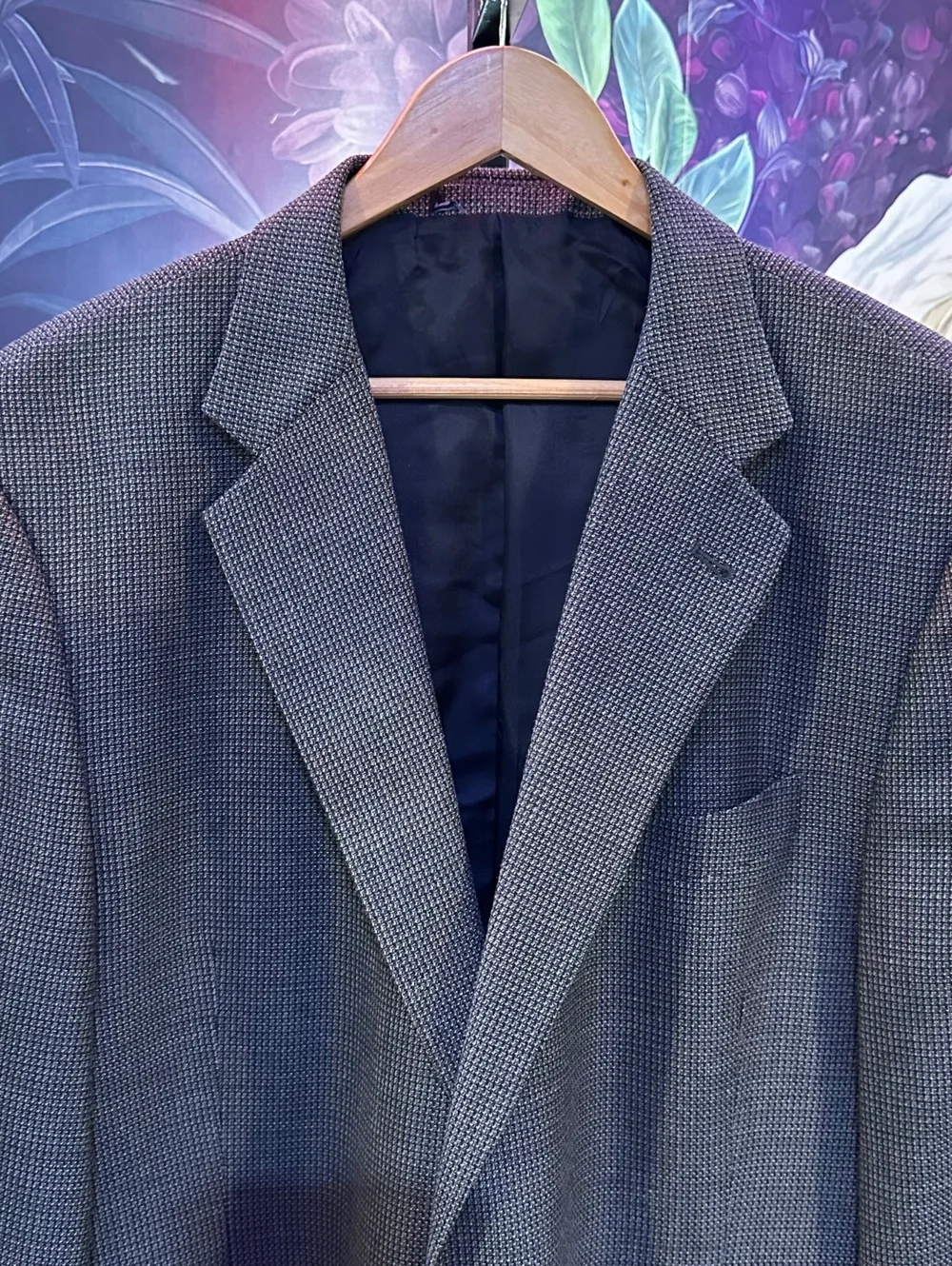 Nordstrom Joseph Abboud Silk Wool 46L Men's Blazer Micro Check Sport Coat Gray